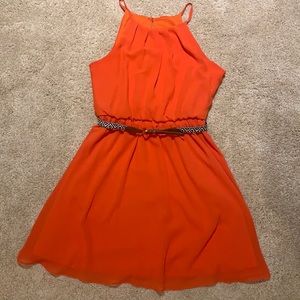 Orange Belted Dress